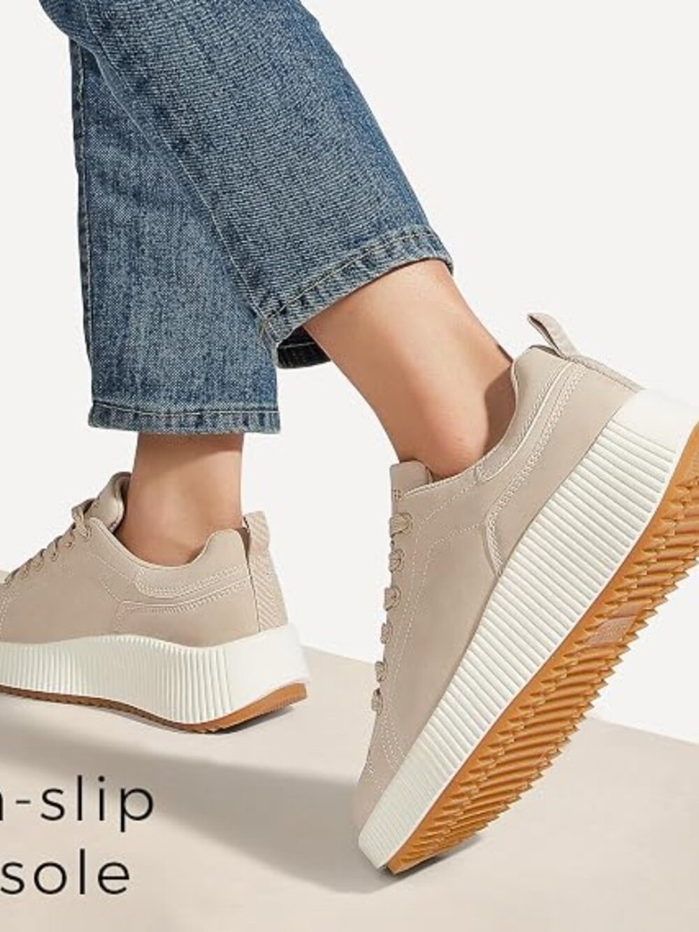 Women's Apricot Platform Casual Walking Braided Crochet Lace Up Cute Sneakers